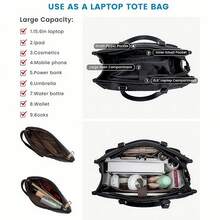 NEWHEY Men's Tote Bag, Multifunctional Handbag, Work Commute Lunch Bag, Large Capacity With Laptop Compartment 2-In-1 Lunch Bag, Multifunctional Combination Bag, Insulated Box Crossbody Handbag, Black - Multicolor - View 5