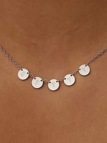 Fashionable, Generous, Cute, Sexy Gold Letter Name Customized Necklace, Stainless Steel Customized Necklace And Bracelet Set, Minimalist Adjustable Necklace And Bracelet, Gift For Family, Lover, Friend, Yourself, Father's Day, Mother's Day, Holiday, Birthday, Anniversary, Wedding, Daily Wear, Party - Silver - View 13