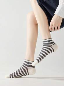 5 Pairs New Women's Spring & Autumn Short Socks, Low-Cut Casual Boat Socks, College Style - Multicolor - View 8