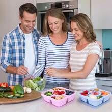 Bộ 3 hộp đựng đồ ăn nhẹ Bento có nắp đậy - Hộp đựng thức ăn trưa 5 ngăn, dùng được trong máy rửa chén và lò vi sóng - Lý tưởng để đựng đồ ăn nhẹ và trái cây. - Nhiều màu - Xem 7