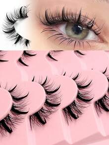 Asiteo 7 Pairs Wet Look Eyelashes Manga Faux Mink Lashes Y2K Style, Kpop Style, 3D Fluffy Natural And Dramatic Eyelash Extensions Makeup Tool Suitable For Party, Gathering - Lông mi Manga nhọn - Xem 1