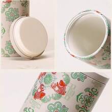 1pc Spiral Tea Canister, Classic Chinese Style Storage Jar, Airtight Moisture-Proof Seal, Crane & Lotus Pattern, Suitable For Daily Storage And Gift Giving - Multicolor - View 6