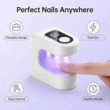 Portable USB Rechargeable Nail Dryer Lamp - Fast Curing Light For Gel Polish & Nail Art, Home DIY Manicure Kit - White - View 2