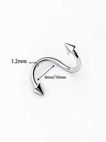 2Pcs S Shape Lip Ring Stainless Steel Snake-Shaped Lip Piercing Ring - Silver - View 7