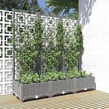 vidaXL Plant Pot With Trellis, Flower Pot, Planter Box, Flower Box, Climbing Aid, Trellis, Garden Trellis, Grey, 80x40x136cm, PP - Grey - View 16
