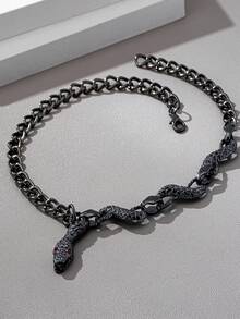 时尚暗黑朋克风黑色蛇链项链，女士款 - 項鍊 - 查看 2
