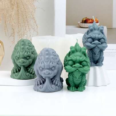 3D Qilin & Pixiu Silicone Candle Molds - Durable & Easy Release, Non-Stick, Reusable Chinese Lucky Beast Molds For DIY Craft, Soap, Resin, Plaster, Clay, Feng Shui Home Decor