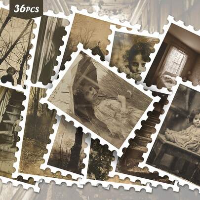 36 Stücke Dunkel Retro Dokumentar Aufkleber Pack | Stilvolle Vinyl Aufkleber mit Vintage Grunge Grafiken | Für Handy, Gepäck & Dekoration | Für Fans & Enthusiasten mit edgigem Flair