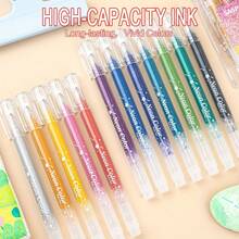 Glitter Gel Pens, 24 Colors Metallic Vibrant Sparkle Pen For Coloring Journaling Drawing Doodling Colored Pen Colored Gel Pens Fun Pens - 24pcs/set - View 5