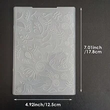 2D Embossed Embossed File Folder, Curled Leaf English Text Diamond & Circle Embossed File Folder, Scrapbooking Card Background Texture Board DIY - Large 2D - View 10