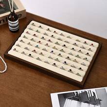1pc Walnut Wood Jewelry Tray, Large Capacity Multi-Function Jewelry Display Stand For Necklaces, Rings, Earrings, Bracelets - Walnut Wood Inner Tray - View 12