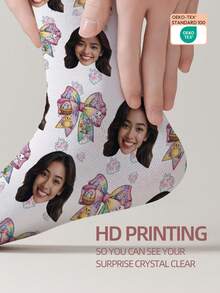 1 par de calcetines con patrón de cara personalizado, se pueden personalizar con fotos, calcetines impresos personalizados, calcetines con caras divertidas, se puede colocar cualquier imagen de cara en los calcetines, adecuado para aniversario, San Valentín, cumpleaños, boda, regalos del Día de la Madre - Multicolor - Ver 3