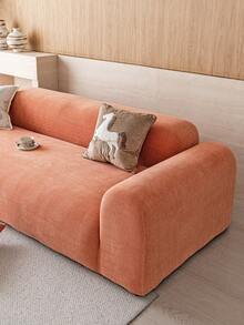 1pc 3D Sofa Cover, Chenille Material Multi-Functional Full Coverage Sofa Protector, Holiday Decor Stretch One-Piece Sofa Slipcover, Fits 1/2/3/4 Seater Sofa - Coral Orange - View 5