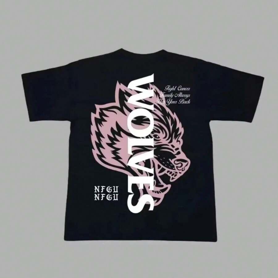 Summer 2025 DARC WOLVES T-Shirt, A Pair Of Streetwear For Couples, And A Running Graphic Kids T-Shirt - màu đen - Xem 1