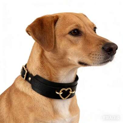 朋克哥特风心形牵引链，颈链套装，可调节颈链，宠物牵引绳