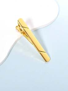 Pinza de corbata de acero inoxidable pulido, barra de corbata simple de lujo para hombres de negocios - Multicolor - Ver 8