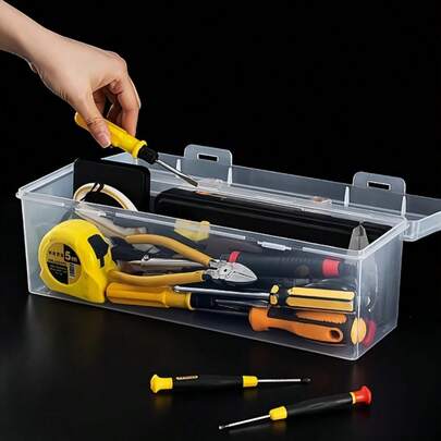 Bộ 7 hộp (6 hộp nhỏ + 1 hộp lớn) đựng phụ kiện kim loại, hộp đựng dụng cụ nhiều ngăn trong suốt di động, dùng để đựng ốc vít, cờ lê và phụ kiện kim loại tại nhà: hộp phân loại, hộp đựng đồ chơi, hộp đựng đồ dùng phân chia di động.