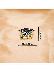 2枚2026毕业帽珐琅徽章 – 锌合金学院风胸针，可别在背包上作为礼物 - 查看 3