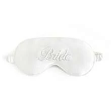 1pc White "Bride" Embroidered Soft Polyester Fabric Eye Mask, Lightweight Blackout Sleep Mask For Wedding & Nap - 1 White Bride - View 2