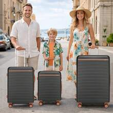 Suitcase Cabin Size Carry On 20 24 28 Inch 3 Piece Set Hard Shell Lightweight Spinner Wheels Combination Lock Telescopic Handle Travel Luggage - Grey - View 9
