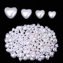 30/50颗ABS仿珍珠心形珠子，白色直孔设计，浪漫心形，手工DIY婚礼/新娘项链、手链、耳环饰品配件，情人节/周年纪念礼物DIY配件，婚纱礼服装饰 - 白色 - 查看 5
