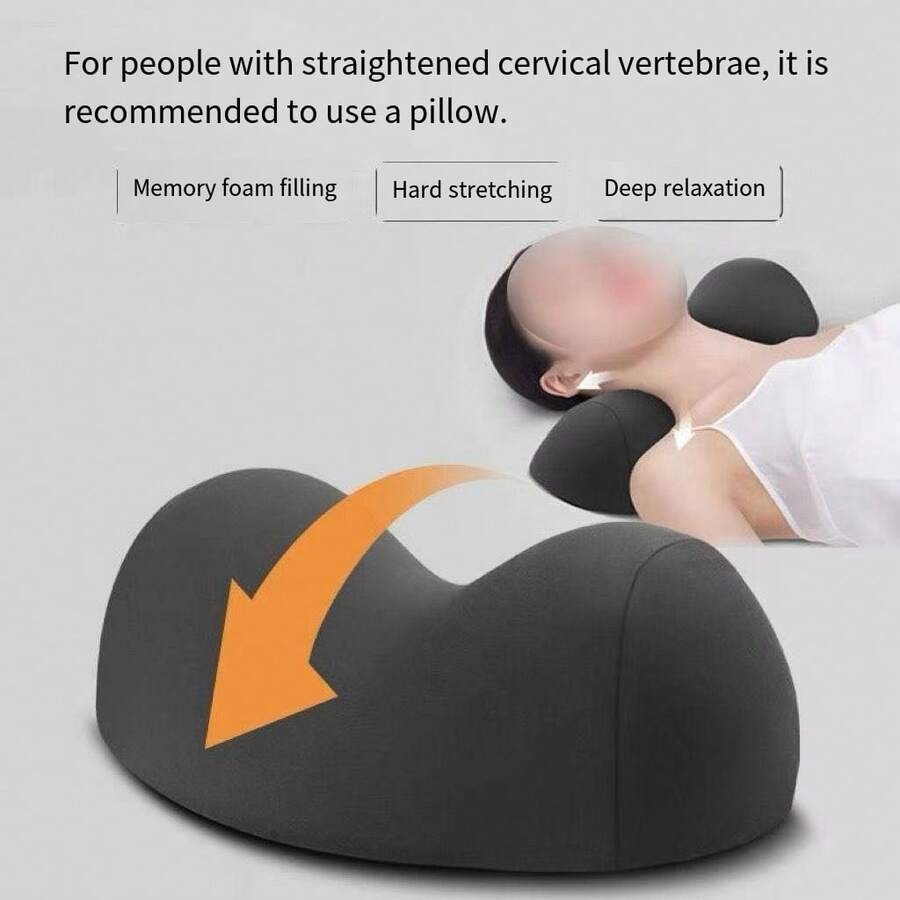 1pc Minimalist Solid Color Neck Support Pillow, Sleep Cervical Pillow For Adults, Massage Spine Pillow, Neck Pillow, Contoured Physiological Pillow