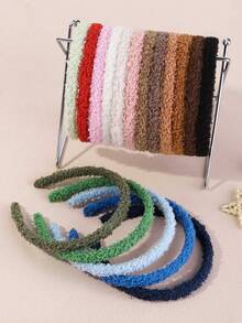 1个纯色毛绒发箍，简约百搭日常佩戴发圈 - 彩色 - 查看 3