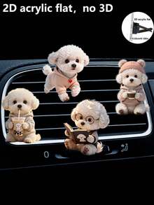 Bộ 2/4 kẹp trang trí cửa gió điều hòa ô tô hình chó Teddy 2D bằng acrylic sáng tạo, kẹp khử mùi hoạt hình kèm miếng đệm hương thơm (đã bao gồm miếng đệm hương thơm) - Chú chó con được cá nhân hóa - Xem 13