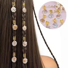 10pcs Seashell Decoration Hair Clips For Braids Metal Sleeve Hair Jewelry Accessories, Beach Shell Pendant Hair Clips, Summer Beach Vacation Hair Accessories For Women, Festival Travel Hair Claws Hair Slides - 香檳色 - 查看 4