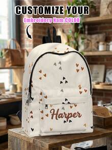 Anpassningsbar ryggsäck med broderad ficka, personlig collegeryggsäck, reseryggsäck, studentväska, laptopväska, anpassad ryggsäck, avslappnad och moderiktig - Multifärgad - Visa 8