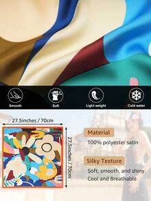 4pcs Satin Headband/Headscarf/Hair Wrap - 27.5 Inch Satin Square Headscarf For Women - Multicolor - View 2