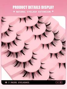 Asiteo 7 Pairs Wet Look Eyelashes Manga Faux Mink Lashes Y2K Style, Kpop Style, 3D Fluffy Natural And Dramatic Eyelash Extensions Makeup Tool Suitable For Party, Gathering - Lông mi Manga nhọn - Xem 5