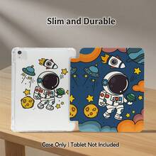 1pc Astronaut Graphic Painted Tablet Protective Case With Stand, Compatible With Samsung A9/A9+/S9/S9FE/A11/A11+/S11/S10 FE/S10 FE+/S10 Lite, Apple Air 5/6, , , Honor, Matepad, , And Other Popular Models, Foldable Anti-Bending, Auto Wake/Sleep, Built-In Pen Slot, Triple-Fold Stand - Perfect Daily Protection, Ideal Gift - Multicolor - View 2