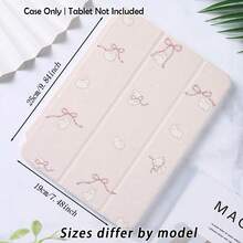 Bow-Knot 1pc Pink Bow Rabbit Pattern Painted Tablet Protective Case With Stand, Compatible With Samsung A9/A9+/S9/S9FE/A11/A11+/S11/S10 FE/S10 FE+/S10 Lite, Apple Air 5/6, Honor, Matepad, And Other Popular Models, Foldable Anti-Bending, Auto Wake/Sleep, Built-In Pen Slot, Triple-Fold Stand - Perfect Daily Protection, Ideal Gift - Multicolor - View 3