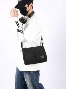 高密度防水男士斜挎包，多口袋学生校园包，大容量多功能单肩包，休闲简约斜挎包，日常通勤男士包，日常旅行包 - 彩色 - 查看 2