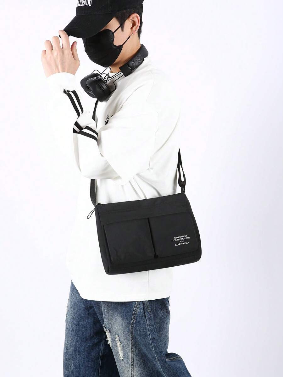 高密度防水男士斜挎包，多口袋学生校园包，大容量多功能单肩包，休闲简约斜挎包，日常通勤男士包，日常旅行包