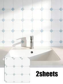 2pcs/10pcs Square Grid Self-Adhesive Ceramic Tile Mosaic, Suitable For Kitchen, Bathroom, Living Room Backsplash, Stickers, Wall Decals, Vinyl Decals, Home Decor, Spring Decorations, Refresh Your Home, Holiday Decorative Stickers, Birthday & Graduation Gifts - Multicolor - View 29