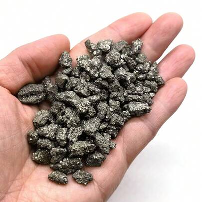 Đá tự nhiên Pyrite dạng mảnh vụn 5-15mm, sỏi thô, vàng Chalcopyrite, khoáng chất chữa bệnh, Reiki, tự làm bộ khuếch tán cho bể cá, tinh thể dạng hạt nhỏ.