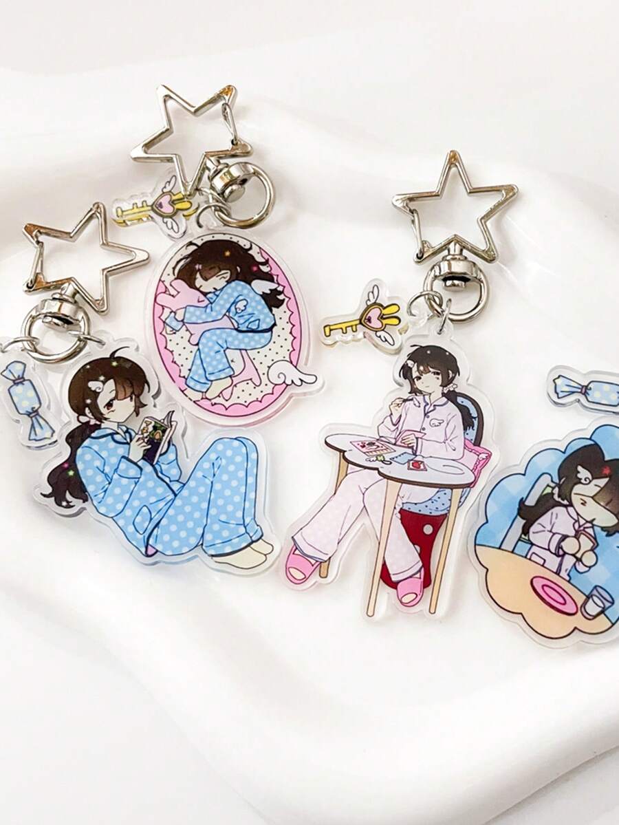 1pc Original Acrylic Keychain Pendant, Cute Pajama Cartoon Bag Charm, Fashionable JK Girl Student Y2K Retro Japanese School Style Cute Street Casual Party Acrylic Phone School Souvenir Gift, Ideal For Girlfriend