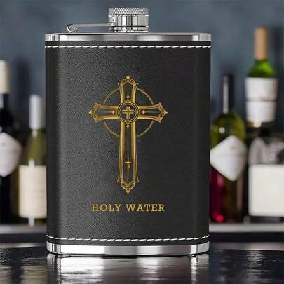 1 Peça Cantil de Aço Inoxidável de 7oz, Cantil de Bolso Portátil para Uísque, Presente Cristão, Ideal para Amigos, Colegas, Irmãos, Itens Devocionais Masculinos, Presente Único para Homens, Presente Perfeito para o Dia dos Pais