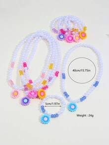 2pcs/Set Sunflower Beaded Necklace & Bracelet Set, Suitable For Girls Daily, Festival, Party Wear, Birthday Gift - Multicolor - View 2