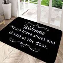 1pc Welcome Please Leave Shoes Letter Printed Doormat - Modern Minimalist Style Personalized Fast Drying Absorbent Entrance Rug - Anti-Slip Indoor Floor, Washable, Resistant, Easy To Clean - Suitable Various Scenes Such As Living Room, Bedroom, Kitchen, Bathroom, And Parties, Gatherings, Festival Gifts - Carpet, Doormat, Kitchen, Area Rug, Small Rug, Bath, Decorative Rug, Home Decor, Bathroom ,Room Decor,Kitchen Mats For Floor,Kitchen Deccor,Kitchen Rugs,Easter Decorations,Rugs For Livingroom,Kitchen Mat,Bathroom Deccor,Laundry Room Accescories,Door Mat, Welcome Mat, Floor Mat, Entrance Mat, Doormat, Non-Slip Mat, Kitchen Mat, Bathroom Mat, Outdoor Mat, Indoor Mat, Washable Mat, Rubber Mat, Area Rug, Front Door Mat, Farmhouse Mat - Nhiều màu - Xem 5