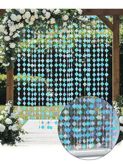 10/5/1件装蓝色珠光亮片串，菱形和珠子设计，反射光线，营造迷人闪亮效果，适用于卧室、客厅装饰，以及乔迁、生日派对、单身派对和其他庆祝活动。