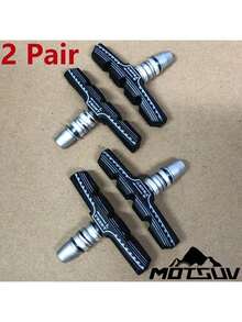 2 pares de pastillas de freno para bicicleta de montaña/bicicleta de carretera MOTSUV, accesorios de bloques de freno de goma universal V-Brake - Negro - Ver 3