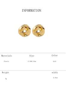 1 Pair Women's Minimalist Circular Twist Knot Earrings, Cute & Elegant For Weddings, Parties, And Daily Wear - Gold - View 5