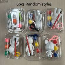 2/5/6 Pcs DIY Handcraft Set - Graffiti Doll Keychain, Colorful Bear Shaped Keyring | Material: Plastic | Set Includes: 1 Bear Blank + 3 Color Paints + 1 Stirring Spoon + 1 Keychain | Random Color | Enhance Creativity And Hands-On Ability | Suitable For Party Games, Classroom Rewards, Holiday Gifts - Multicolor - View 10