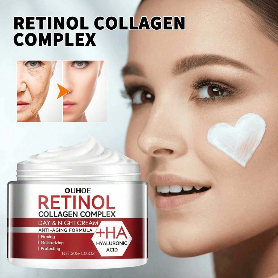 Unisex 1.06oz Retinol Collagen Complex Day & Night Cream With Licorice Root Extract, Moisturizing, Retinol, Glycerin, Vitamin E, Vitamin C, Vitamin B5, Vitamin A, Vitamin B3, Vitamin B2, Vitamin B1, Vitamin B6, Vitamin B12, Vitamin B9
