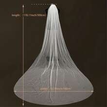 1件长款新娘珍珠头饰，带发梳，教堂派对婚礼配饰，仿珍珠新娘面纱 - 彩色 - 查看 16