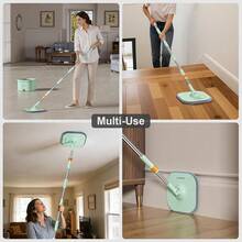 And Bucket Set | Spin Mop With Dual-Tank Clean/Dirty Water Separation | 4 Microfiber Pads For Deep-Cleaning Floors | Versatile Mops Triangular Head For Walls - Cây lau nhà xoay kèm 4 miếng lau - Xem 9