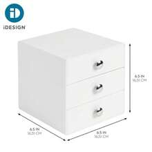 InterDesign Drawers Caja almacenaje con 3 cajones Cajonera plástico para Maquillaje y cosméticos Accesorios para baños Plástico Color Blanco - Blanco - Ver 3